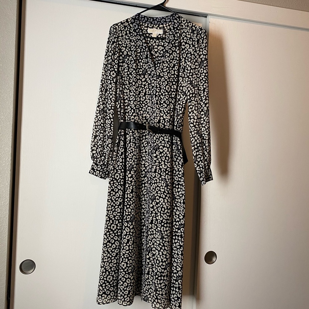 MICHAEL KORS Leopard Georgette Shirtdress